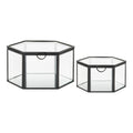Boîte décorative hexagonale Torpe verre transparent métal noir set de 2 tailles