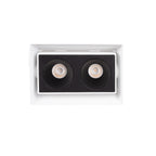 Boîtier encastré Modular blanc sans cadre équipé du module à deux cellules noires vu de face