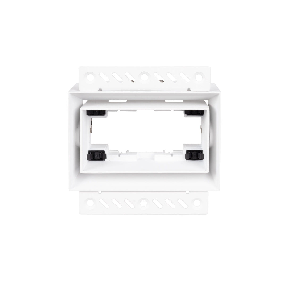 Boîtier encastré Modular blanc sans module avec sa nacelle intérieure et ses ailettes perforées de fixation