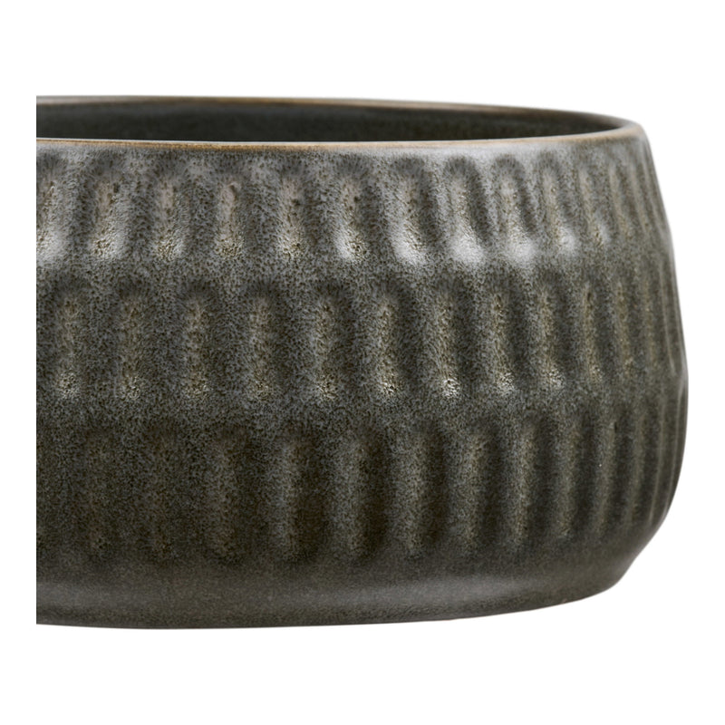 Dimensions Bol Amalia céramique côtelée vert-gris lot de 2