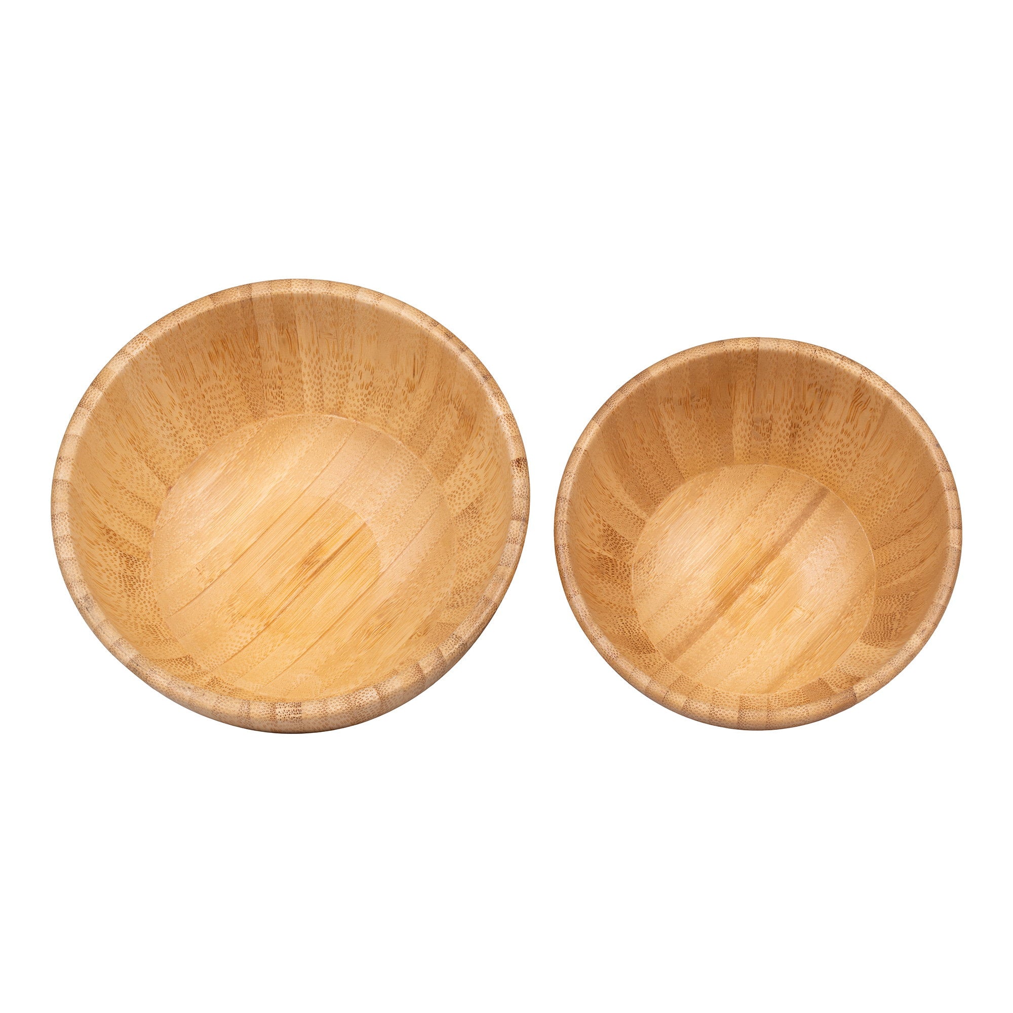 Set 2 bols Chefalu bambou naturel vue de dessus intérieur veines bois Ø13 et Ø15 cm