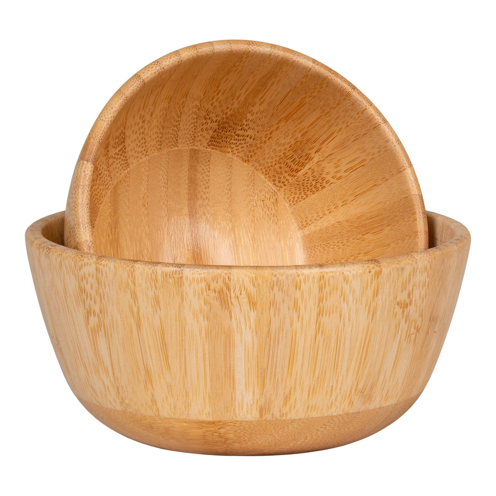 Set 2 bols bambou naturel Chefalu empilés vue angle intérieur veines bois doré
