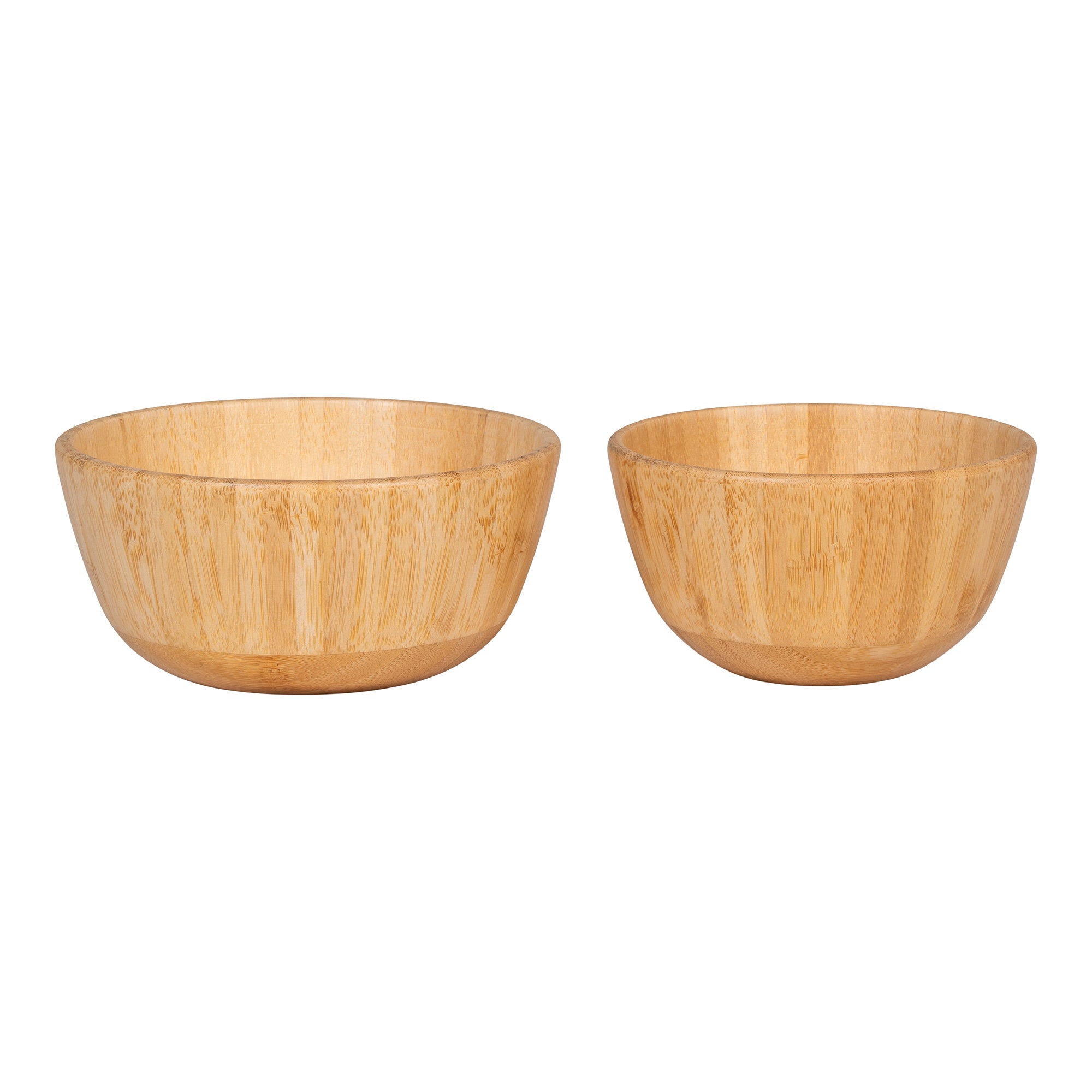 Set 2 bols bambou naturel Chefalu Ø13 et Ø15 cm vue face veines bois miel