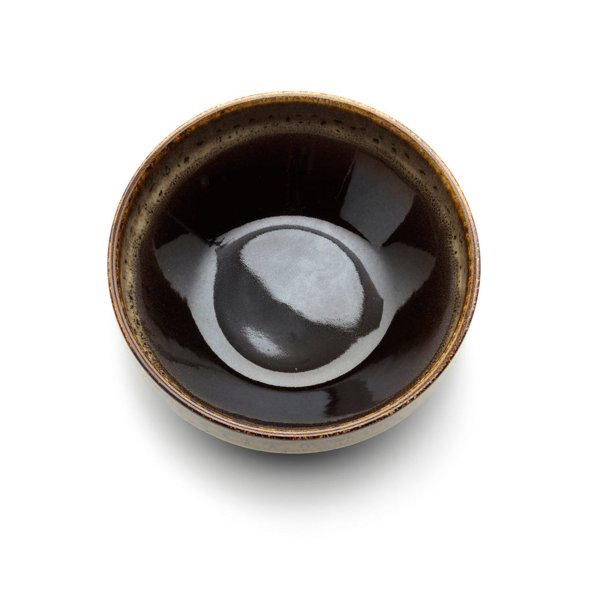 Intérieur brun sombre brillant aux reflets gris bleutés du bol bas Kyoto vu de dessus