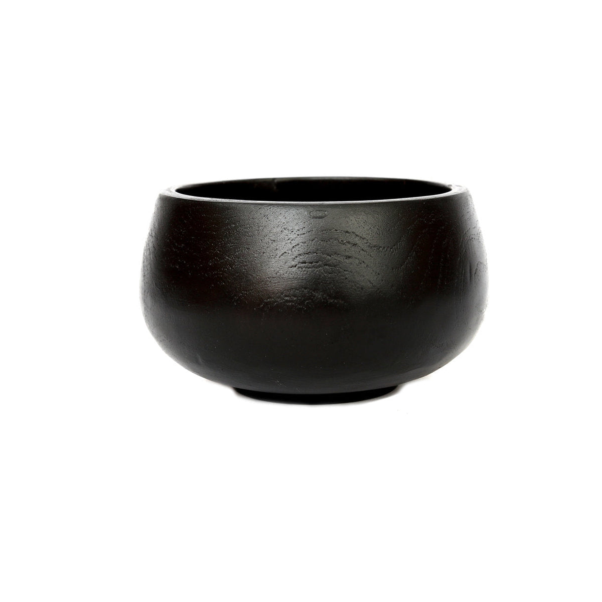 Bol Bondi en teck teinté noir vu de face avec le grain du bois visible sous la teinte