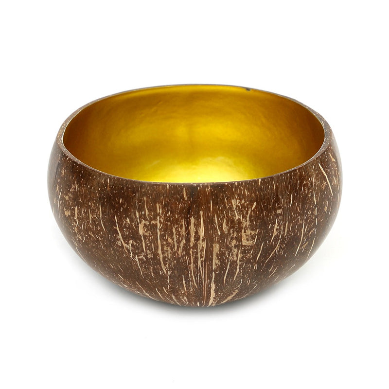 Dimensions Bol en coque de coco laqué or 13 cm