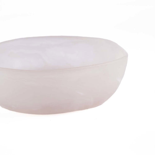 Bol creux en résine marbrée rose et blanc 25 cm en situation