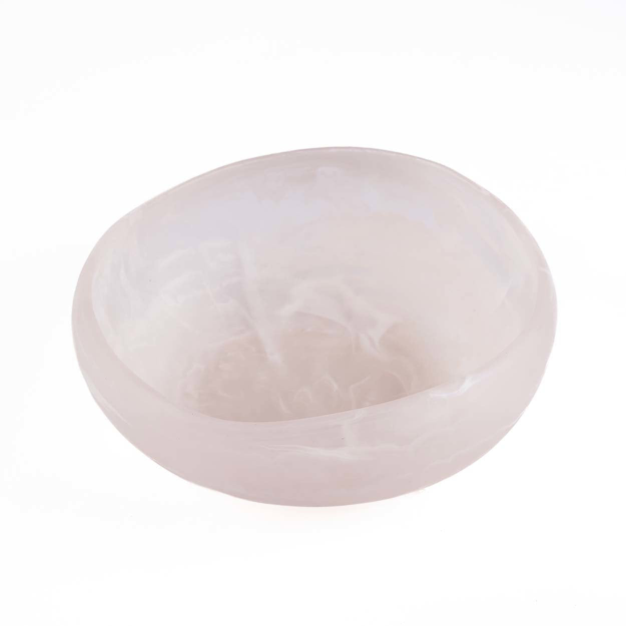 Bol creux en résine marbrée rose et blanc 25 cm, vue 3