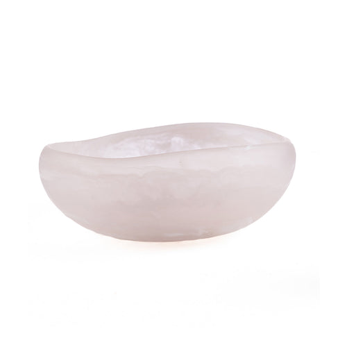 Bol creux en résine marbrée rose et blanc 25 cm