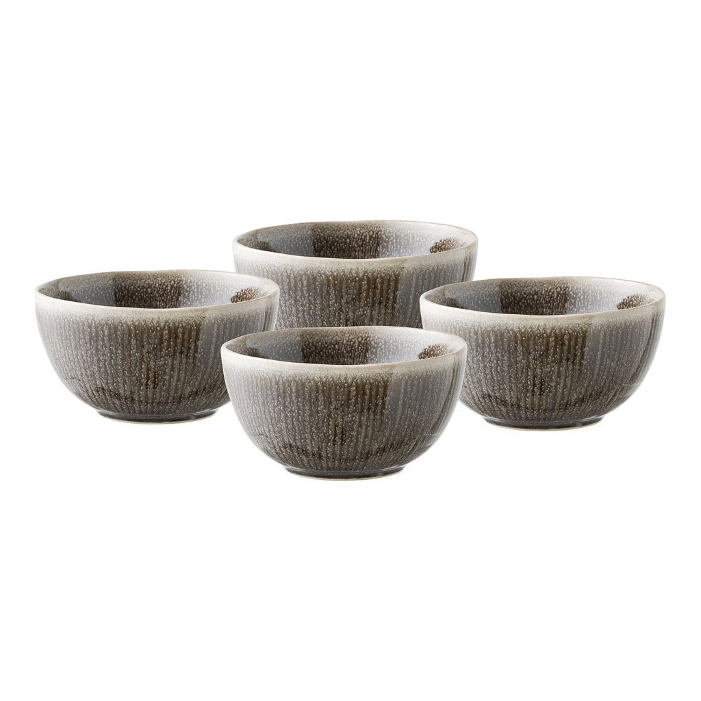Set 4 bols Viola grès côtelé réactif gris ardoise Ø14,5 cm vue ensemble