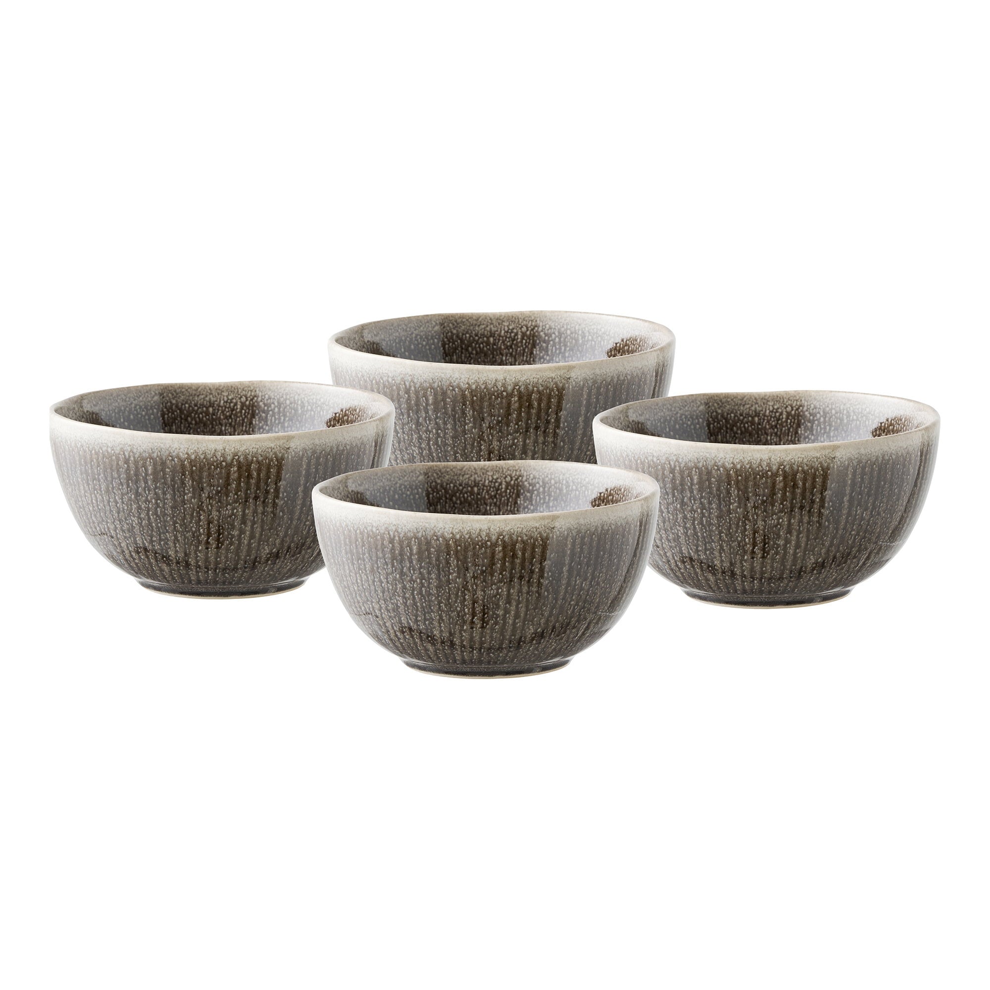 Set 4 bols Viola grès côtelé réactif gris ardoise Ø14,5 cm vue ensemble