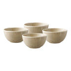 Set de 4 bols Viola grès côtelé réactif beige sable vue d'ensemble