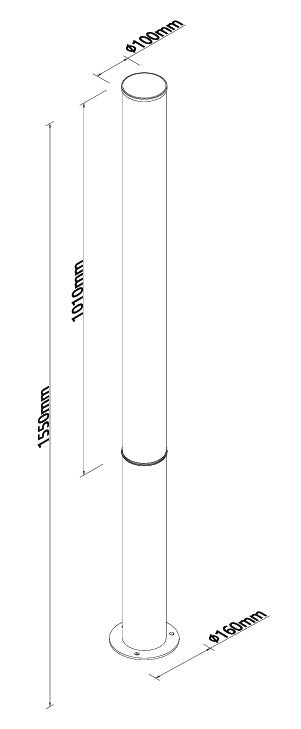 Dimensions Borne d'extérieur Gardenia 152 cm noire