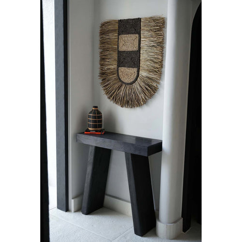 Bouclier mural Dada en raphia naturel 85 cm en situation