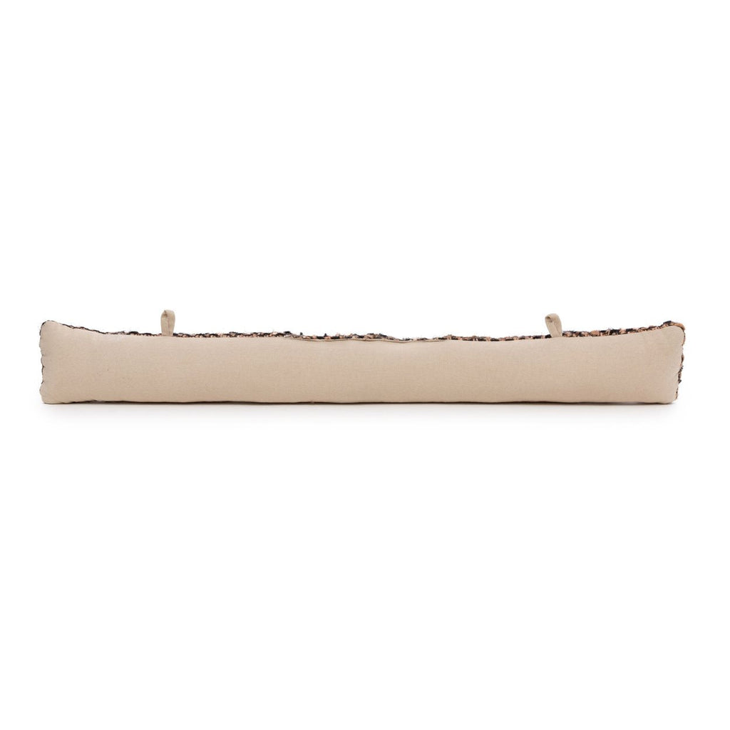 Boudin de porte en coton tissé noir et cuivre 80 cm en situation