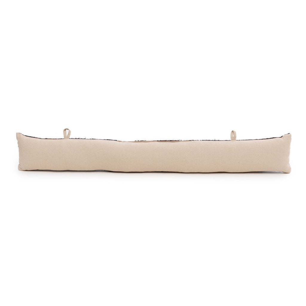 Boudin de porte en coton tissé noir et orange 80 cm en situation