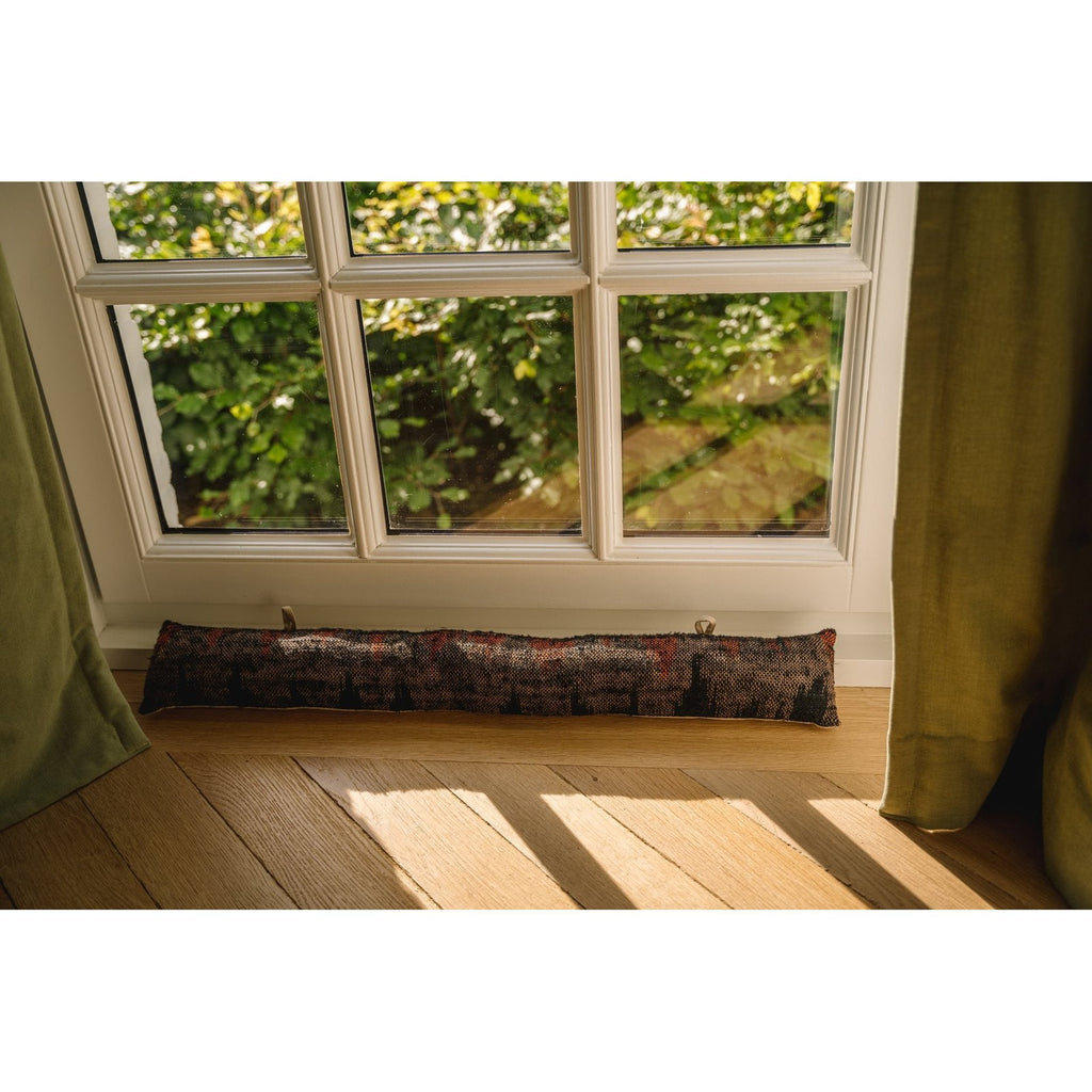 Boudin de porte en coton tissé noir et orange 80 cm, vue 6