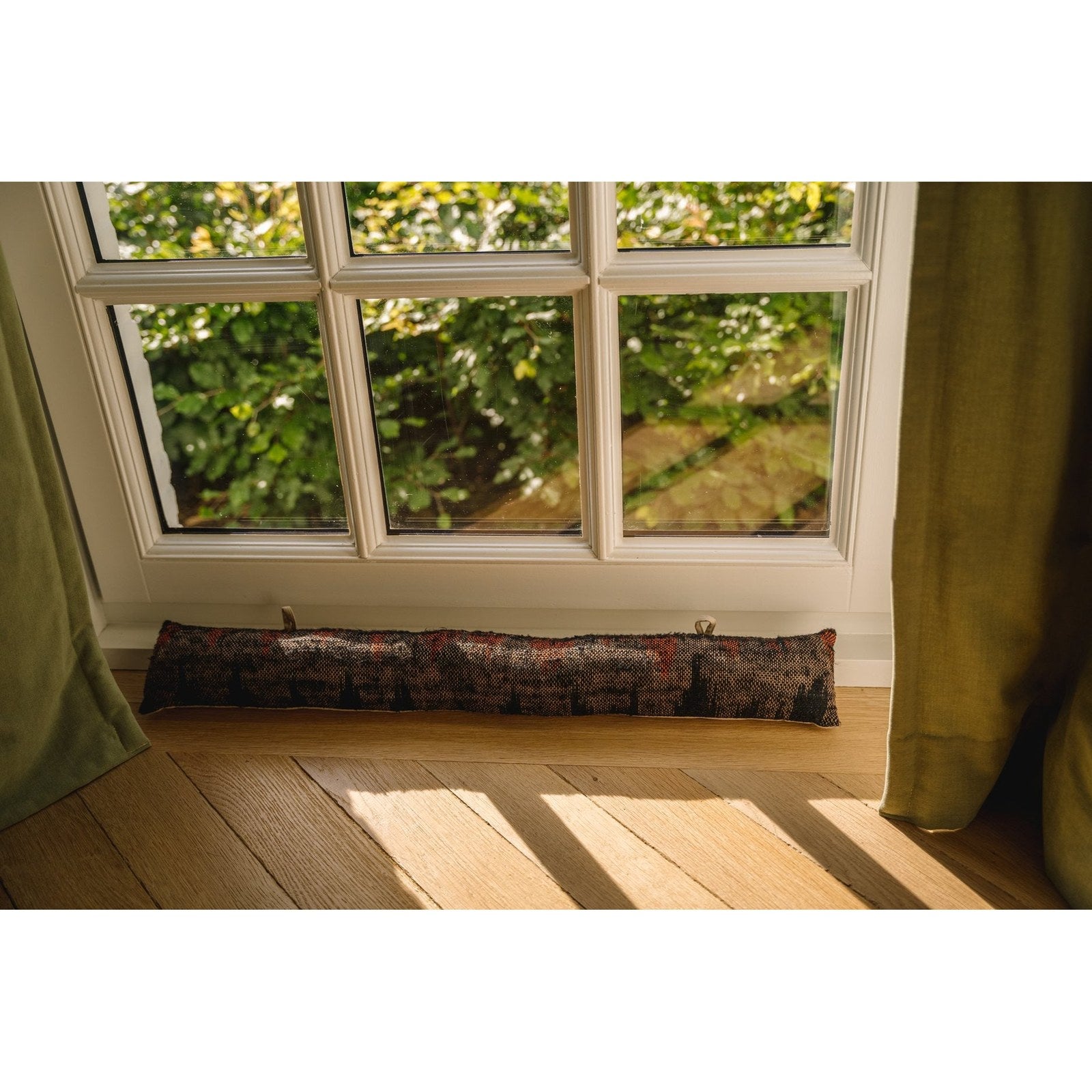 Boudin de porte en coton tissé noir et orange 80 cm, vue 6