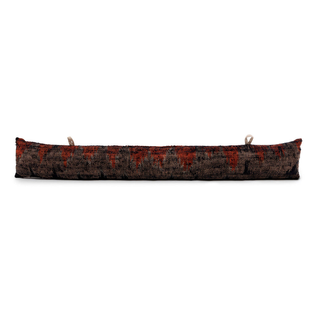 Boudin de porte en coton tissé noir et orange 80 cm