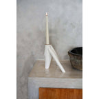 Bougeoir branche en bois laqué blanc 20 cm en situation