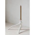 Bougeoir branche en bois laqué blanc 20 cm, vue 3