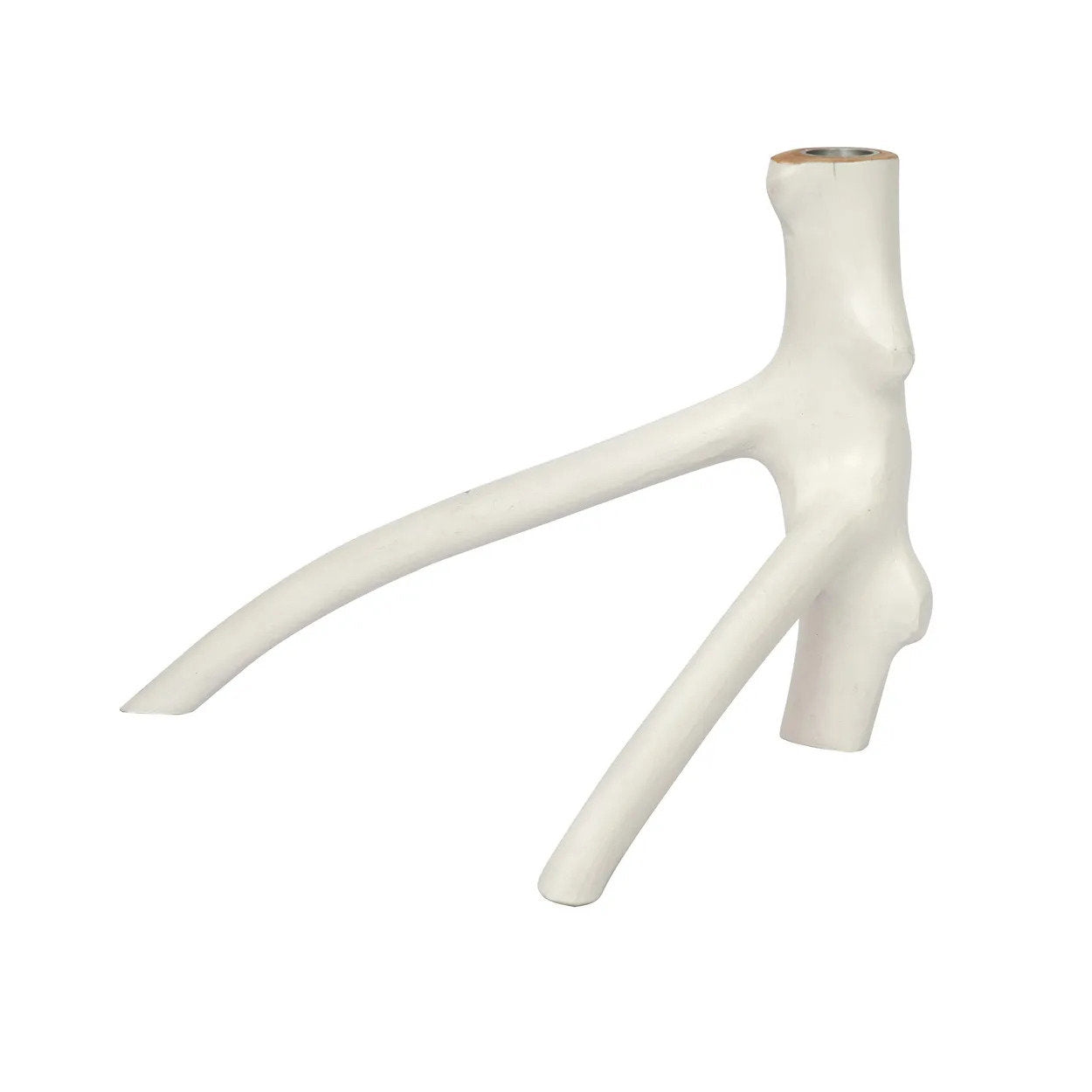 Bougeoir branche en bois laqué blanc 20 cm, vue 5