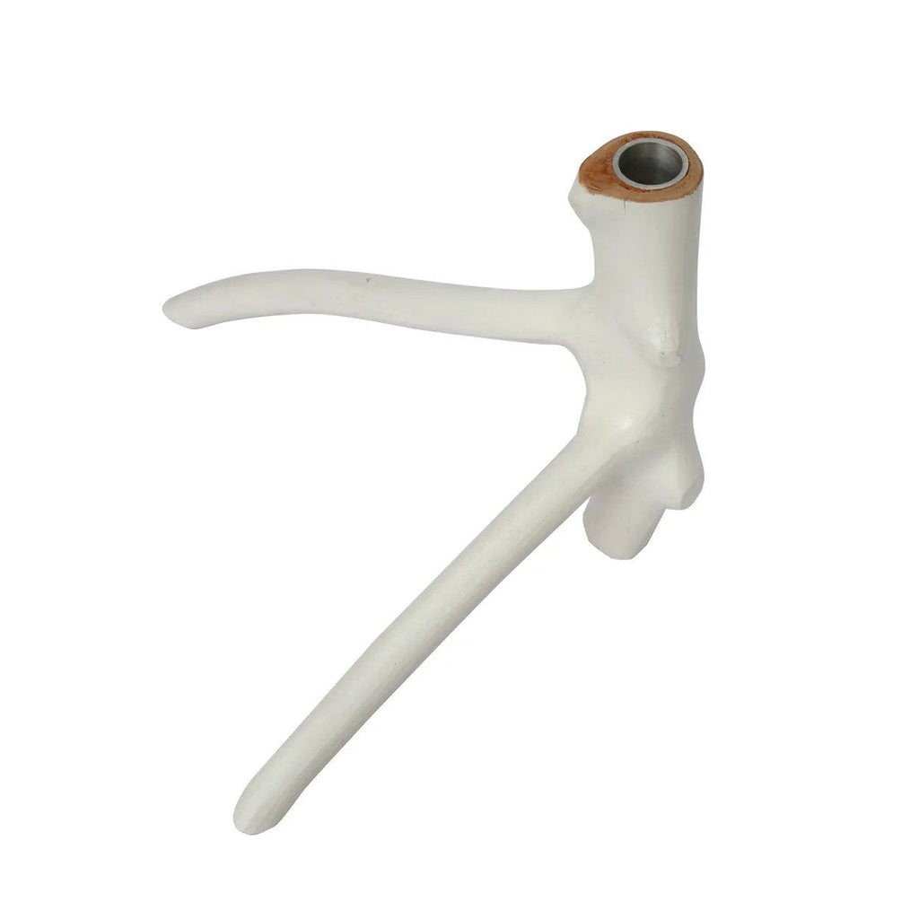 Bougeoir branche en bois laqué blanc 20 cm, vue 6