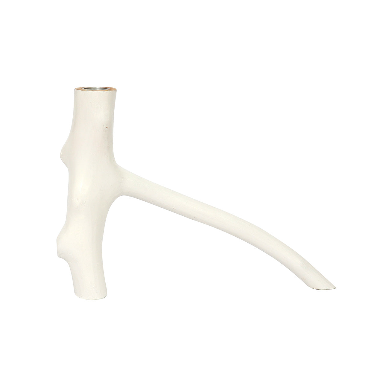 Bougeoir branche en bois laqué blanc 20 cm