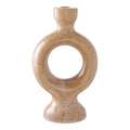 Bougeoir céramique anneau unique camel sablé H23,5 cm vue de face fond blanc