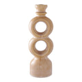 Bougeoir céramique double anneau camel sablé H30,5 cm vue de face fond blanc