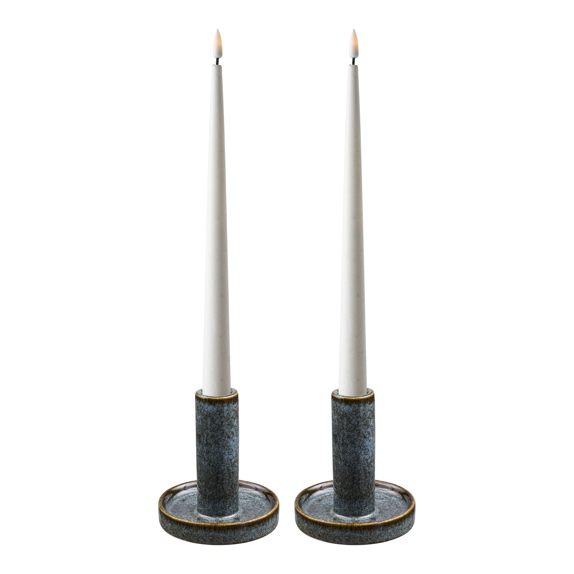 Bougeoir colonne céramique bleu lagon lot de 2 vue de détail