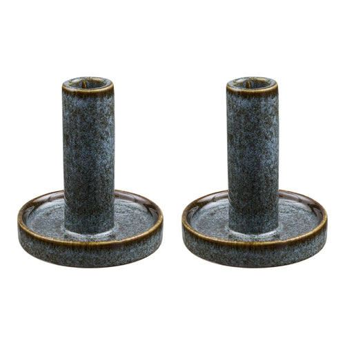 Bougeoir colonne céramique bleu lagon lot de 2