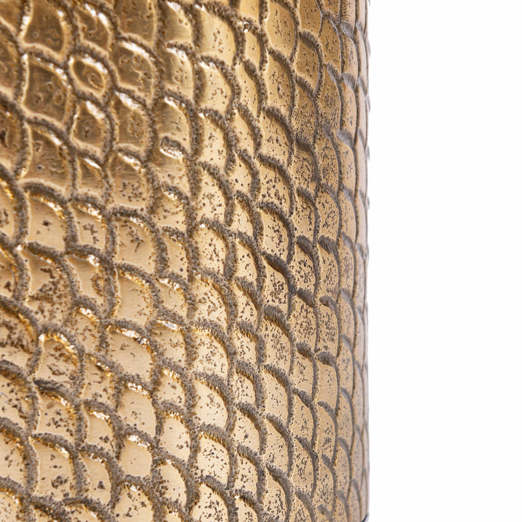 Bougeoir cylindre à texture croco finition laiton 13 cm, vue 4