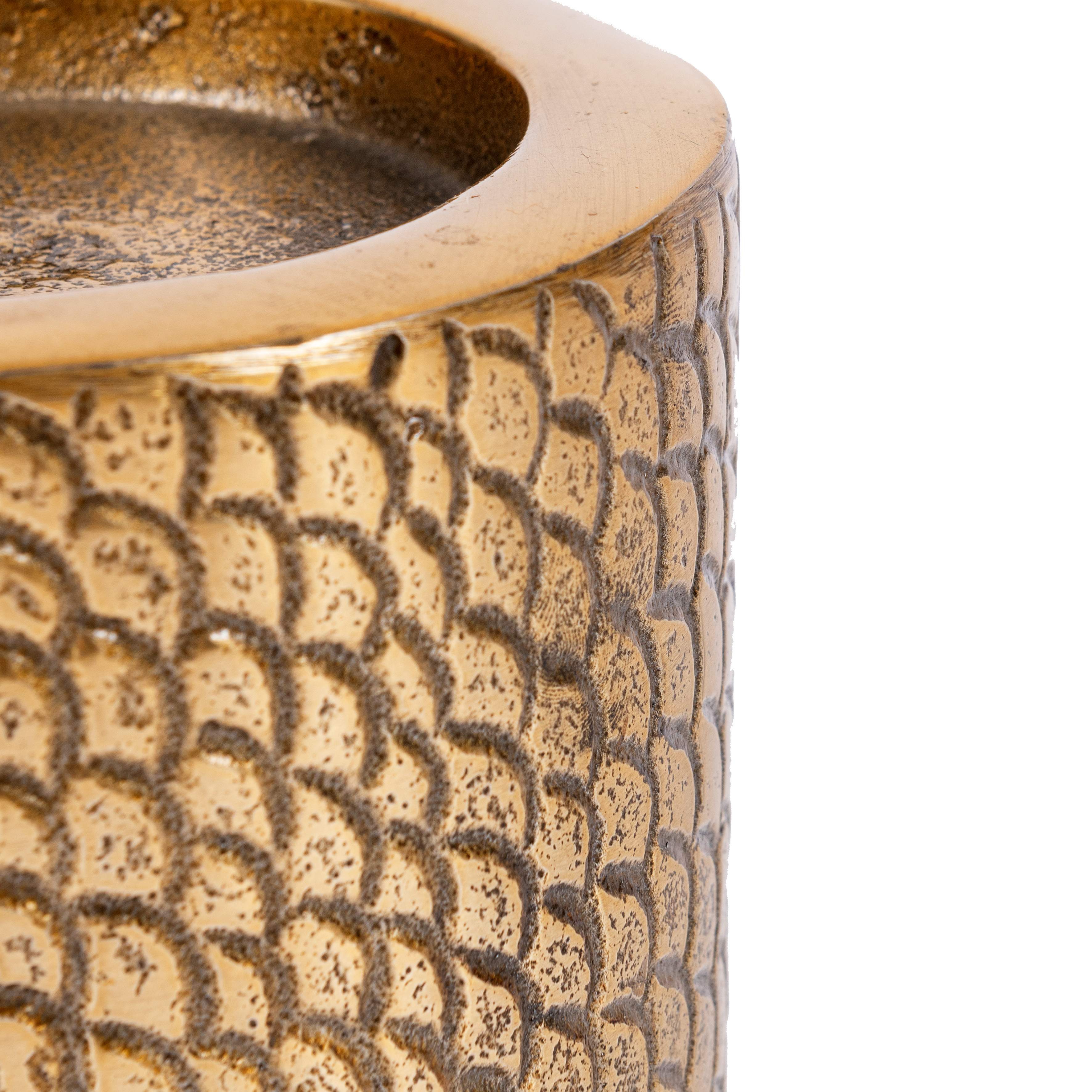Bougeoir cylindre à texture croco finition laiton 13 cm, vue 5