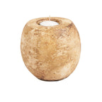 Bougeoir galet en terre cuite crème 12 cm en situation