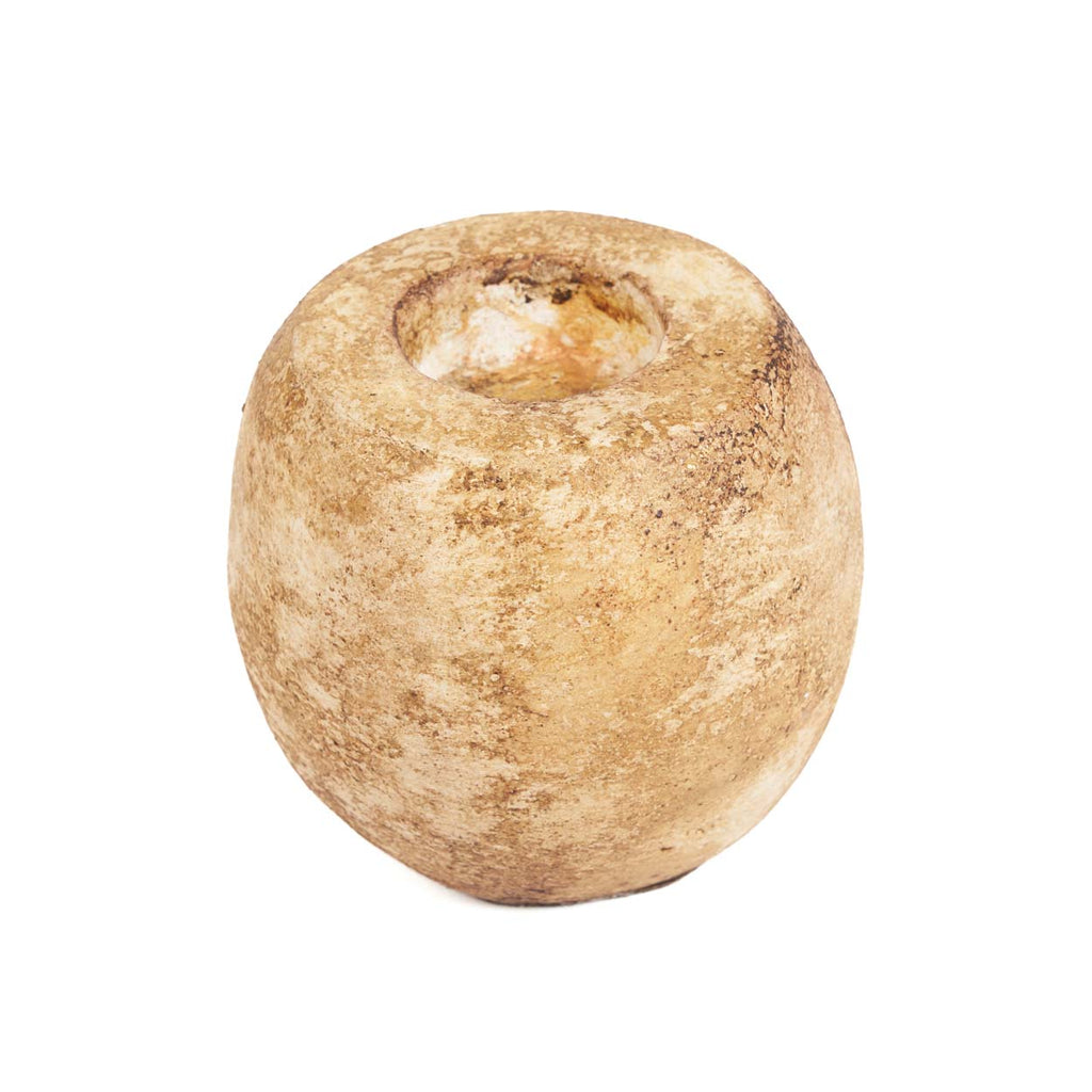 Bougeoir galet en terre cuite crème 12 cm, vue 5