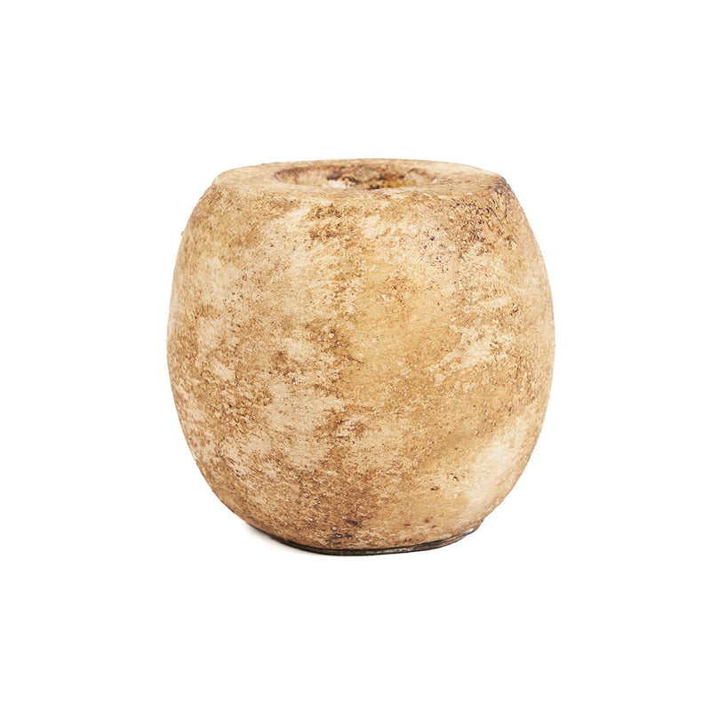 Dimensions Bougeoir galet en terre cuite crème 12 cm