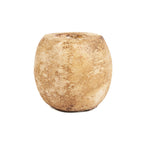 Bougeoir galet en terre cuite crème 12 cm