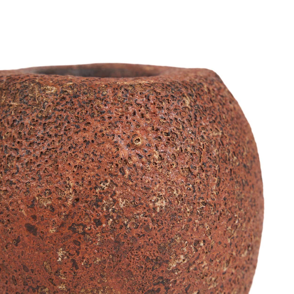 Bougeoir galet en terre cuite rouge 12 cm, vue 4