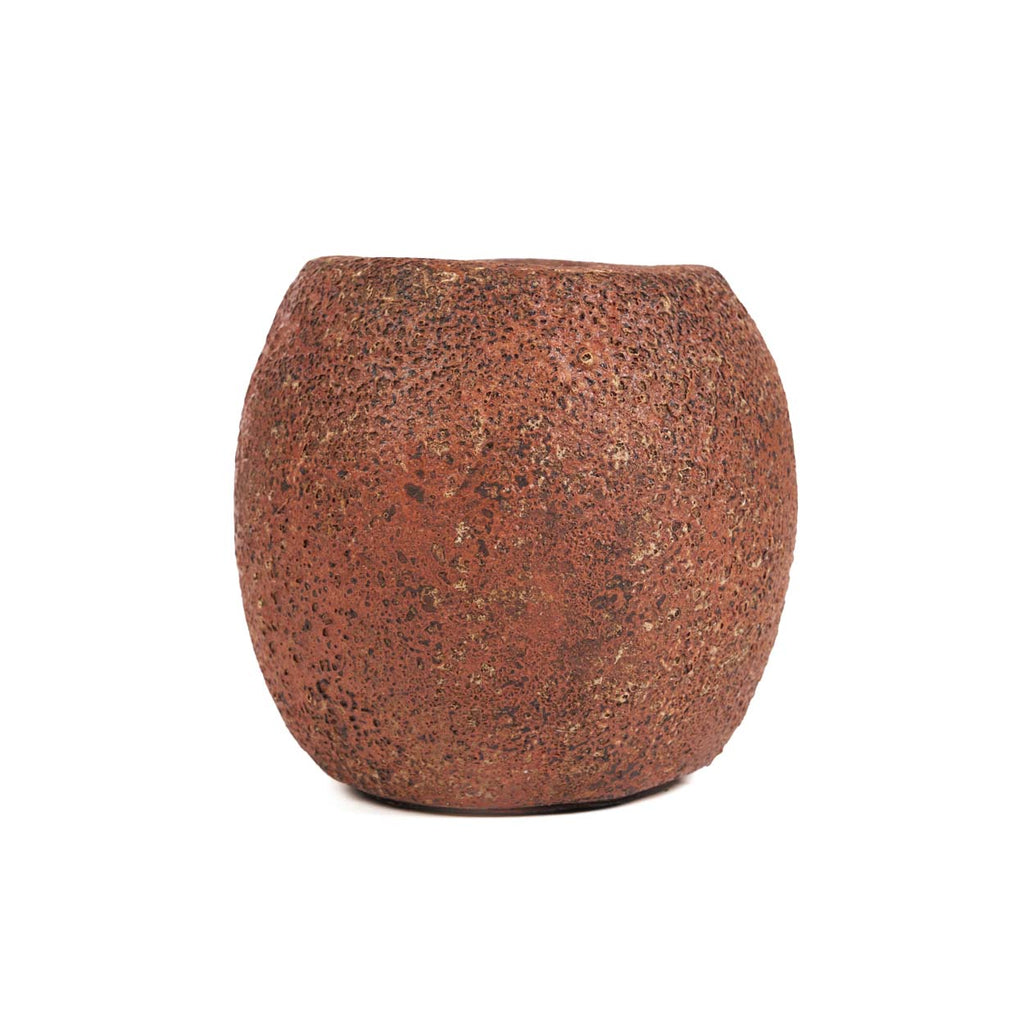 Bougeoir galet en terre cuite rouge 12 cm, vue 7