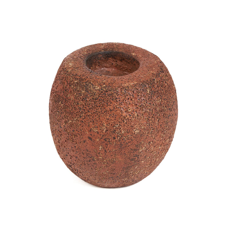 Dimensions Bougeoir galet en terre cuite rouge 12 cm
