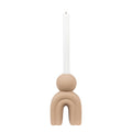 Bougeoir grès mat sable figurine arche deux jambes H17 cm avec bougie chandelle vue face