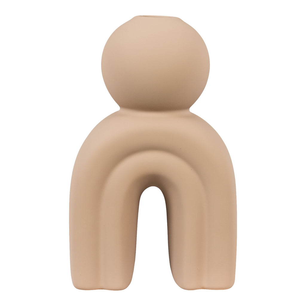 Bougeoir grès mat sable figurine silhouette humaine arche vue de face sans bougie
