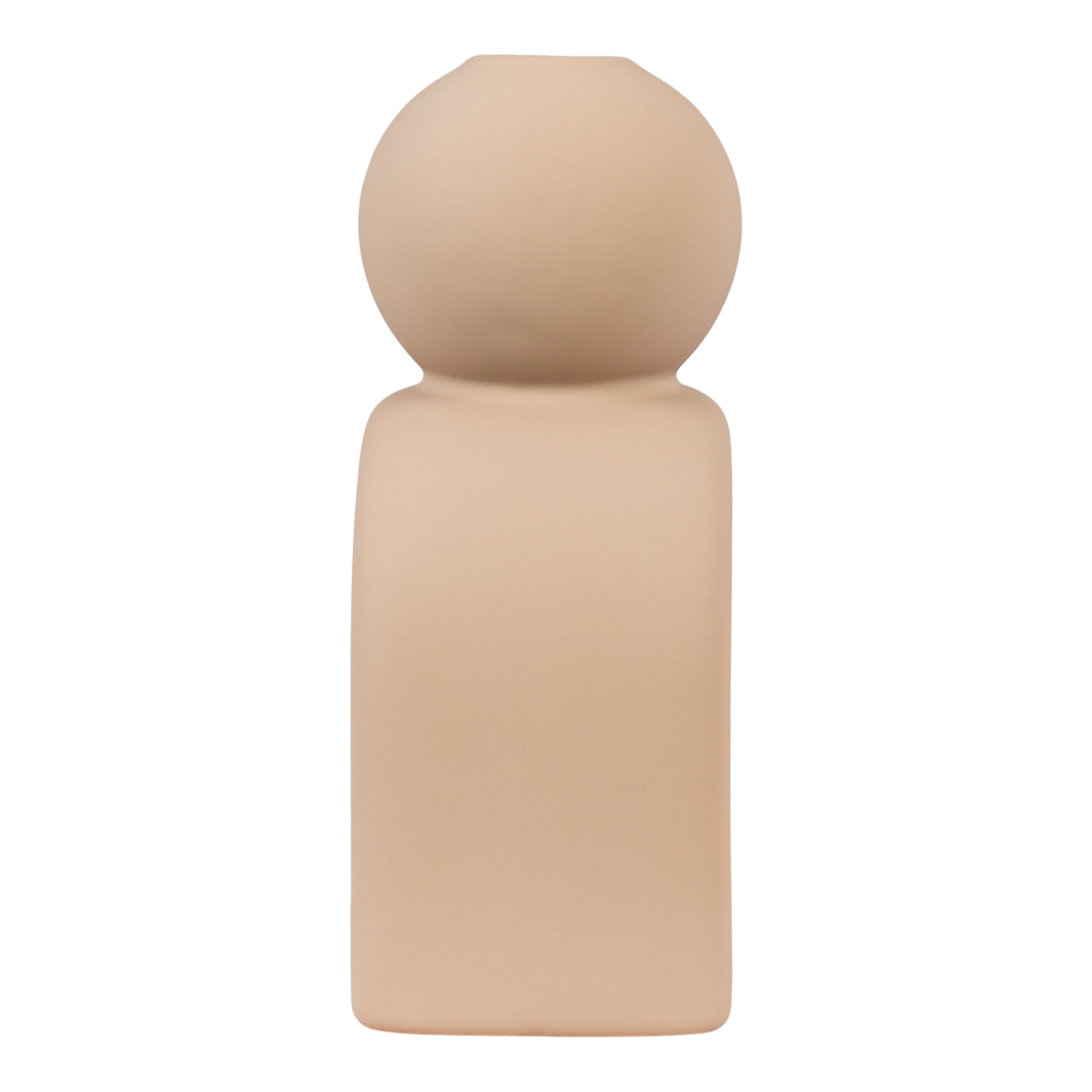 Bougeoir grès mat sable figurine humaine arche vue de profil logement chandelle sphère