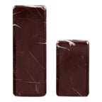 Bougeoir marbre rouge châtaigne lot de 2 vue de face