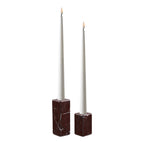 Bougeoir marbre rouge châtaigne lot de 2 vue de détail