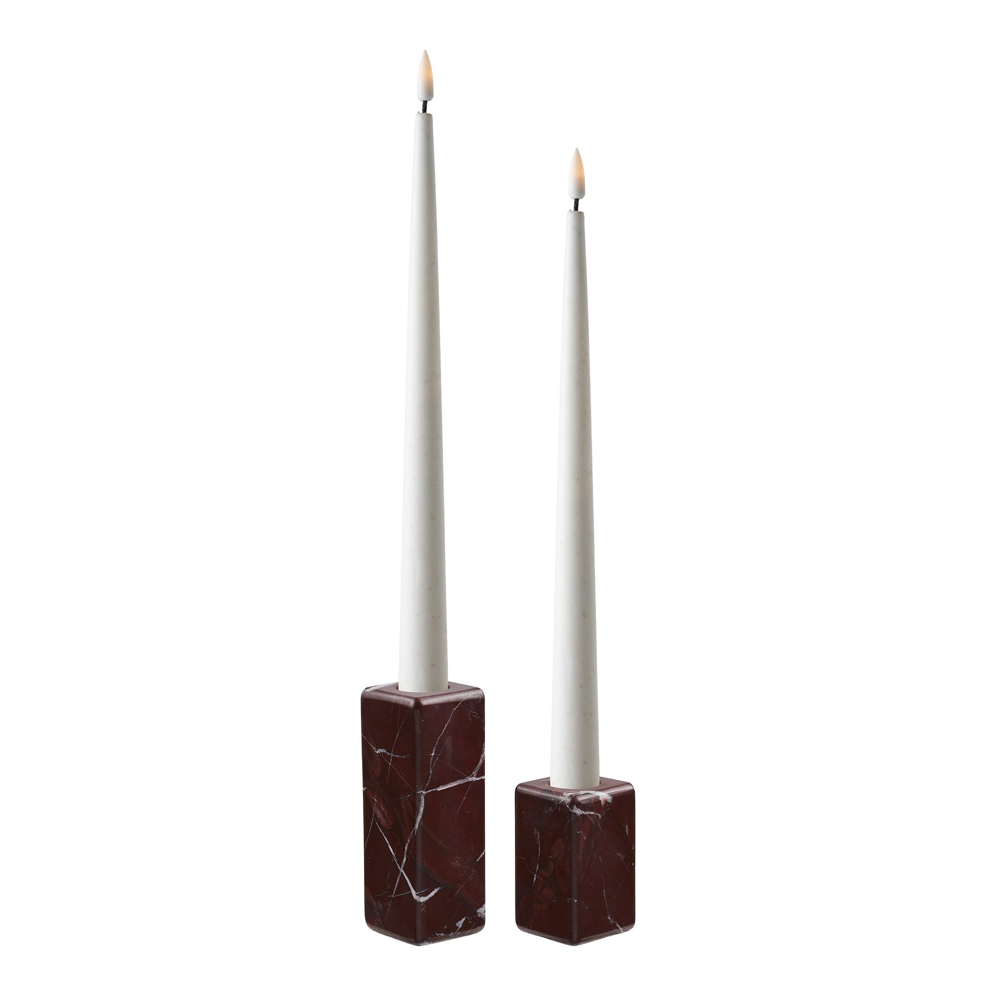 Bougeoir marbre rouge châtaigne lot de 2 vue de détail