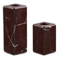 Bougeoir marbre rouge châtaigne lot de 2