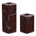 Bougeoir marbre rouge châtaigne lot de 2