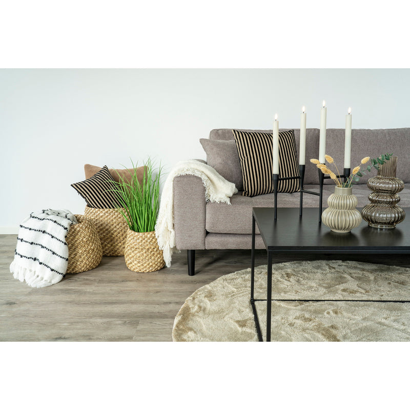 Dimensions Matte Black Metal 4-Candle Holder – Geometric Tubular Structure – 28 × 21 cm